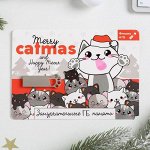 Флешка на открытке Marry catmas, 4 Гб, серебристая
