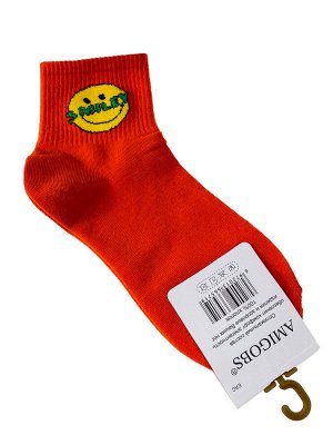 Молодёжные носки с принтом - смайликом, цвет оранжевый