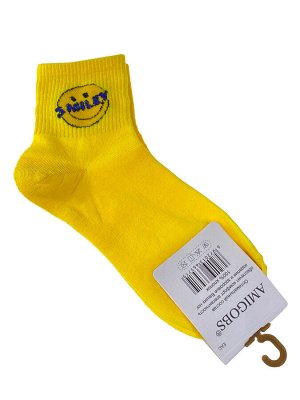 Молодёжные носки с принтом - смайликом, цвет жёлтый
