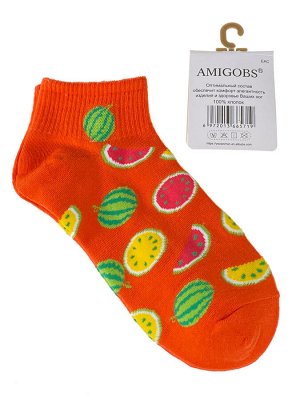 Яркие хлопковые носки с принтом, цвет оранжевый