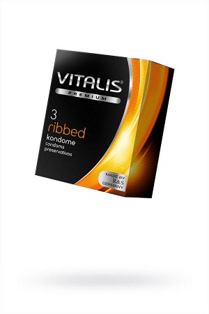 Презервативы Vitalis, premium, ribbed, ребристые, 18 см, 5,3 см, 3 шт.