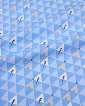 Поплин "Треугольники - вигвамы" цв.голубой, (комп), ш.1.5м, хлопок-100%,115гр/м.кв