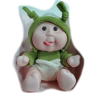 Кукла малыш Oly толстощёкий с улыбкой, Bondibon, размер 8", зелён.костюм, ВОХ 17,8х14,5х10,3 см, арт