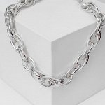 Колье &quot;Цепь&quot; утолщённые овалы, цвет серебро, 50 см