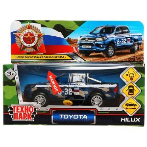 HILUX-12SLMIL-BU Машина металл свет-звук TOYOTA HILUX КАМУФЛЯЖ 12 см, двери, синий, в кор. Технопарк в кор.2*36шт