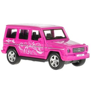 GCLASS-12GRL-LIL Машина металл MERCEDES-BENZ G-CLASS 12 см, двери, багаж, инерц, фиолет, кор. Технопарк в кор.2*36шт