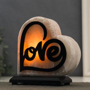 Соляной светильник с диммером "Сердце LOVE" 15Вт, 2-3кг, белая соль, 18х16х8 см
