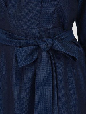 Платье синее с длинными рукавами и поясом
