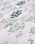 Плательный хлопок &quot;Стайка кефали на белом&quot;, ш.1.4м, хлопок-100%, 115гр/м.кв