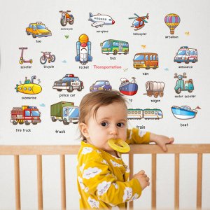 Наклейка многоразовая интерьерная детская "Transportation" (2071)