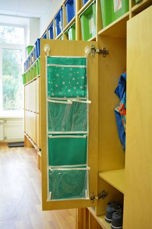 Кармашки для шкафчика, 5 отделений, зеленый, 72*20 см