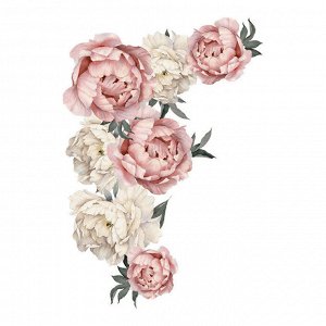 Наклейка многоразовая интерьерная «Розово-Белые Пионы 7» 45,5*66 см (1537)