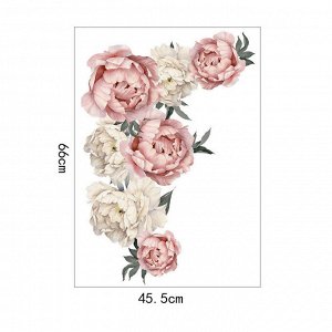 Наклейка многоразовая интерьерная «Розово-Белые Пионы 7» 45,5*66 см (1537)