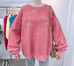 Женский свитшот, надпись &quot;selzf thx.HTW&quot;, цвет розовый