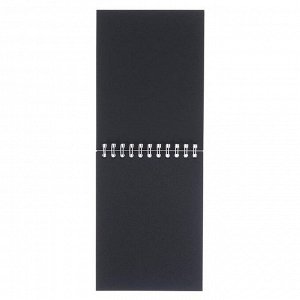 Скетчбук А6, 40 листов на гребне "Коктейль", обложка мелованный картон, тиснение фольгой, твин-лак, блок чёрный 120 г/м2