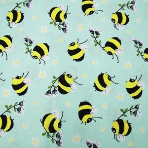 Ткань кулирка R6161-V2 Пчелки цвет мята