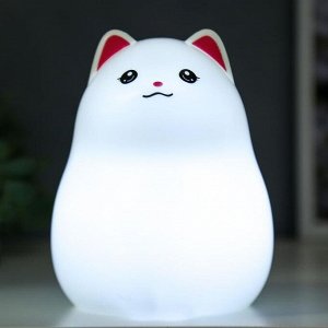Ночник " Котенок" LED от батареек 3хАА белый 11.5х12.5х17 см