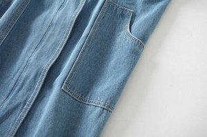 Женский джинсовый сарафан с неровным краем, цвет голубой