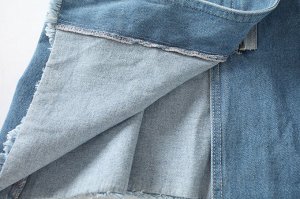 Женский джинсовый сарафан с неровным краем, цвет голубой