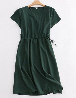 Женское платье с утяжкой на талии, цвет зеленый