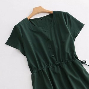 Женское платье с утяжкой на талии, цвет зеленый