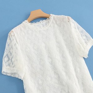 Женская блуза с коротким рукавом, цвет белый