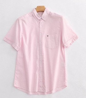 Мужская рубашка с коротким рукавом, цвет розовый