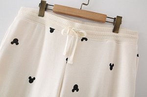 Женские утепленные брюки, с принтом, цвет бежевый