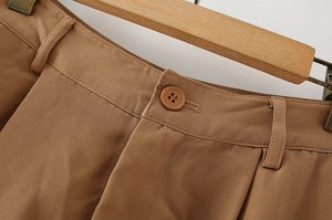 Женские укороченные широкие брюки, цвет коричневый