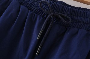 Женские брюки на резинке, карманы с утяжкой, цвет синий