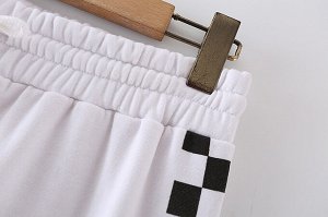 Женские утепленные брюки на резинке, с принтом, цвет белый