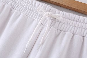 Женские утепленные брюки на резинке, с принтом, цвет белый