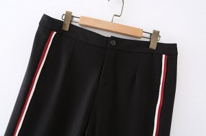 Женские брюки с лампасами, цвет черный