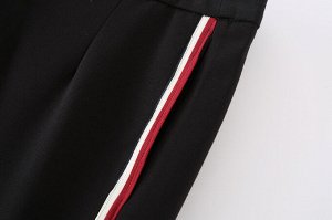 Женские брюки с лампасами, цвет черный