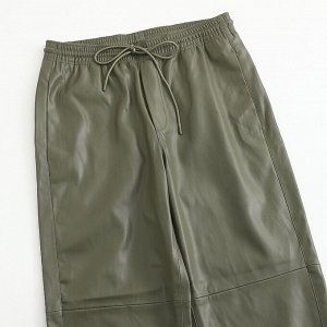 Женские брюки из эко-кожи, цвет зеленый