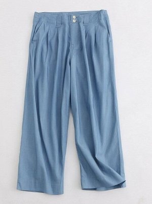 Женские укороченные брюки, цвет голубой