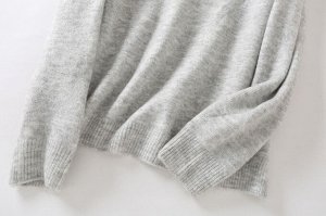 Женский свитер с V-образным вырезом, цвет серый