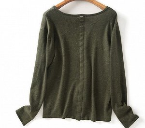 Женский свитер с V-образным вырезом, цвет зеленый