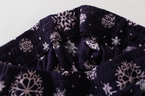 Женские домашние брюки, принт "Снежинки", цвет темно-фиолетовый