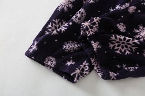 Женские домашние брюки, принт "Снежинки", цвет темно-фиолетовый