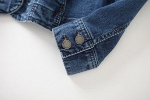Женская джинсовая куртка, на пуговицах, цвет синий