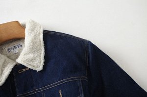 Женская утепленная джинсовая куртка, цвет синий