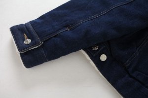Женская утепленная джинсовая куртка, цвет синий
