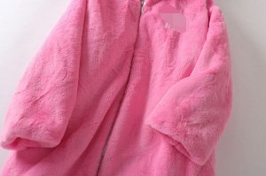 Женское меховое пальто с капюшоном, на замке, цвет розовый