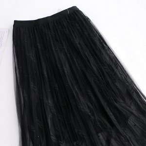 Женская фатиновая юбка, декор бусины, цвет черный