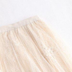 Женская фатиновая юбка, декор бусины, цвет кремовый