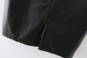 Женская юбка из эко-кожи, цвет черный