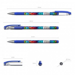 Ручка шариковая ErichKrause ColorTouch Patchwork, узел 0.7 мм, тонкое письмо, резиновый держатель, стержень с дизайном, чернила синие
