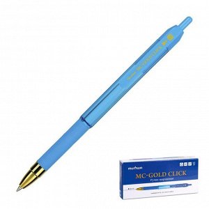 Ручка шариковая автоматическая MunHwa MC Gold Click, узел 0.7 мм, чернила синие, резиновый грип, микс