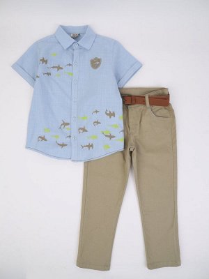 Комплект для мальчика: рубашка и брюки с ремнем
